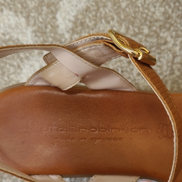Fratelli Robinson Brown Leather Wedge Sandals, Made in Greece, Size 39 (8 1/2) - Picture 9 of 10